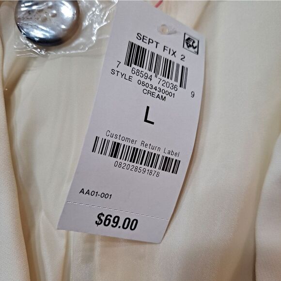 AND NOW THIS Women's Cream Notch-Collar Long-Sleeve Oversized Blazer NWT… - Picture 6 of 6